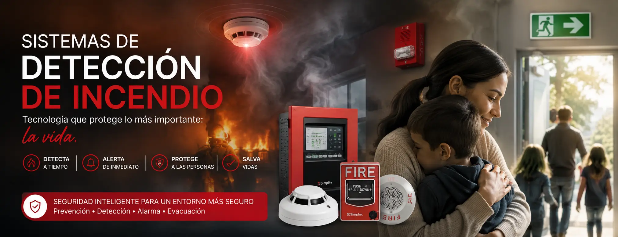 Sistemas de detección de incendios para proteger vidas mediante detección, alarma y evacuación segura.
